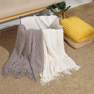 HEWAN Knitted Blanket with Tassels, Home Textile Decoration Sofa Blanket Travel Blankets with Tassels Soft Lightweight