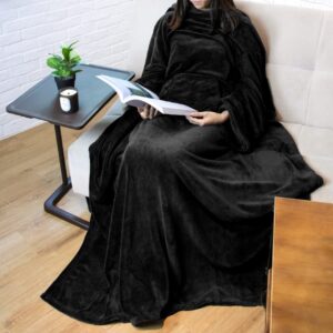 Premium Snuggie fleece blanket with sleeves and kangaroo pocket