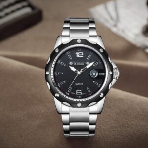 BIDEN Men Watch Fashion Casual Business Waterproof Quartz Calendar Stainless Steel Strap Watches