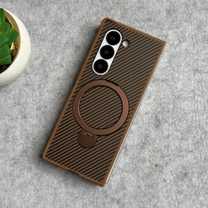 Samsung Galaxy Z Fold 6 Premium Carbon Fibre Texture Magsafe Magnetic Stand Case Cover