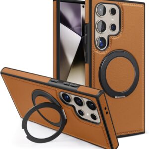 Super Quality 360° Rotating Ring Kickstand Leather Phone Case Cover For Samsung Galaxy S 22,23,24,25 & 26 Ultra