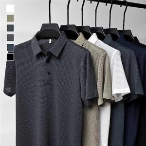 Sopan Men's Mesh Ice Silk Short-Sleeved Polo Shirt