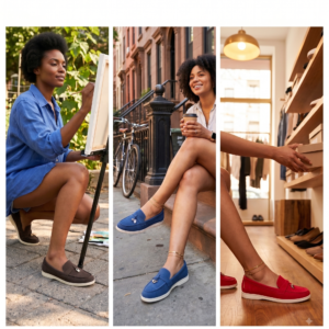 Ladies suede loafers
